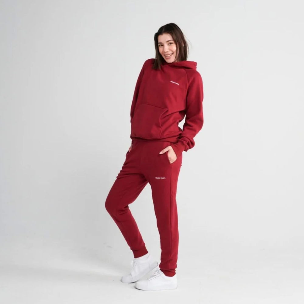 Spark Paws Human Hoodie burgundy drawcord hood for adjustable warmth