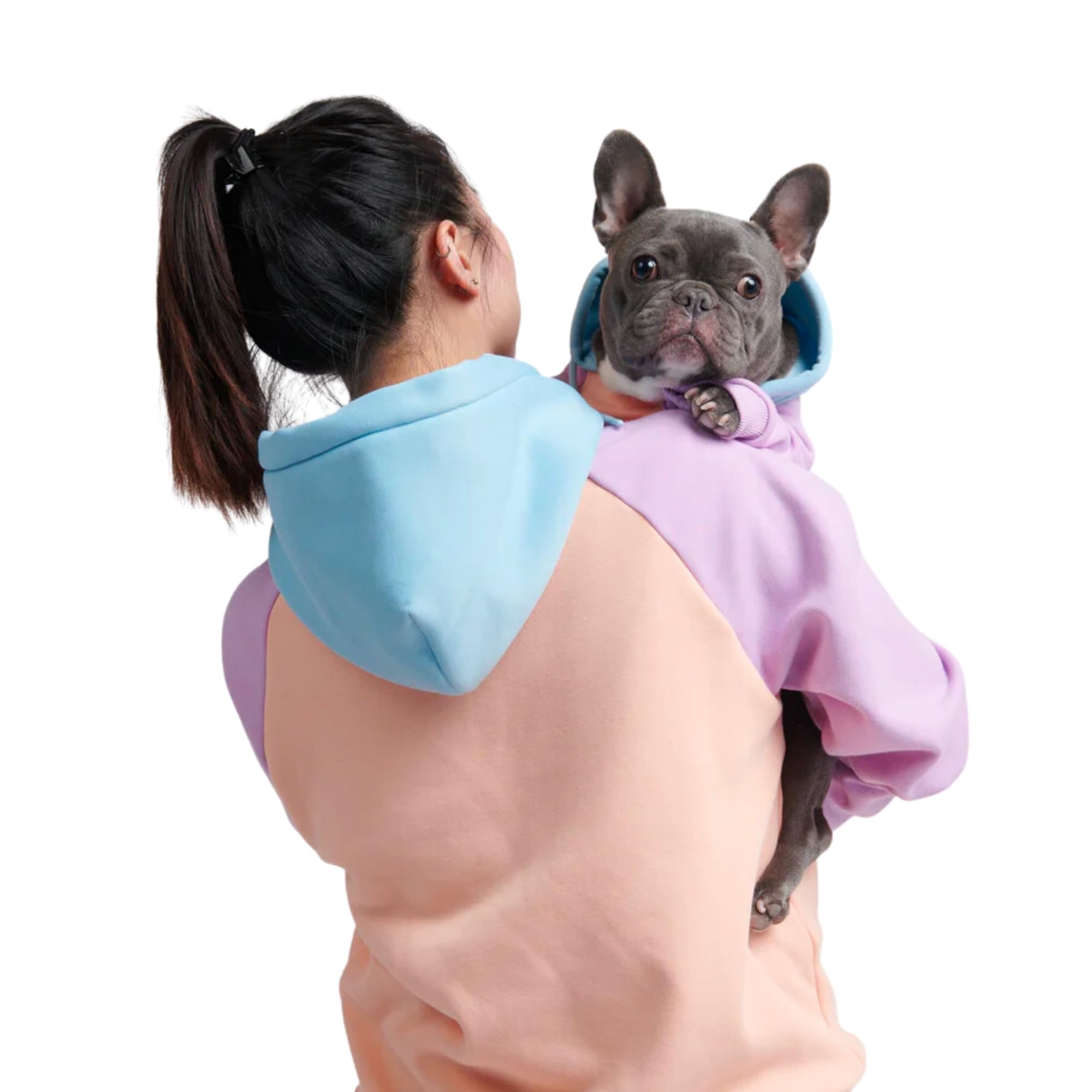 Spark Paws Human Hoodie cotton candy front view showcases buttery-soft comfort for all-day wear.