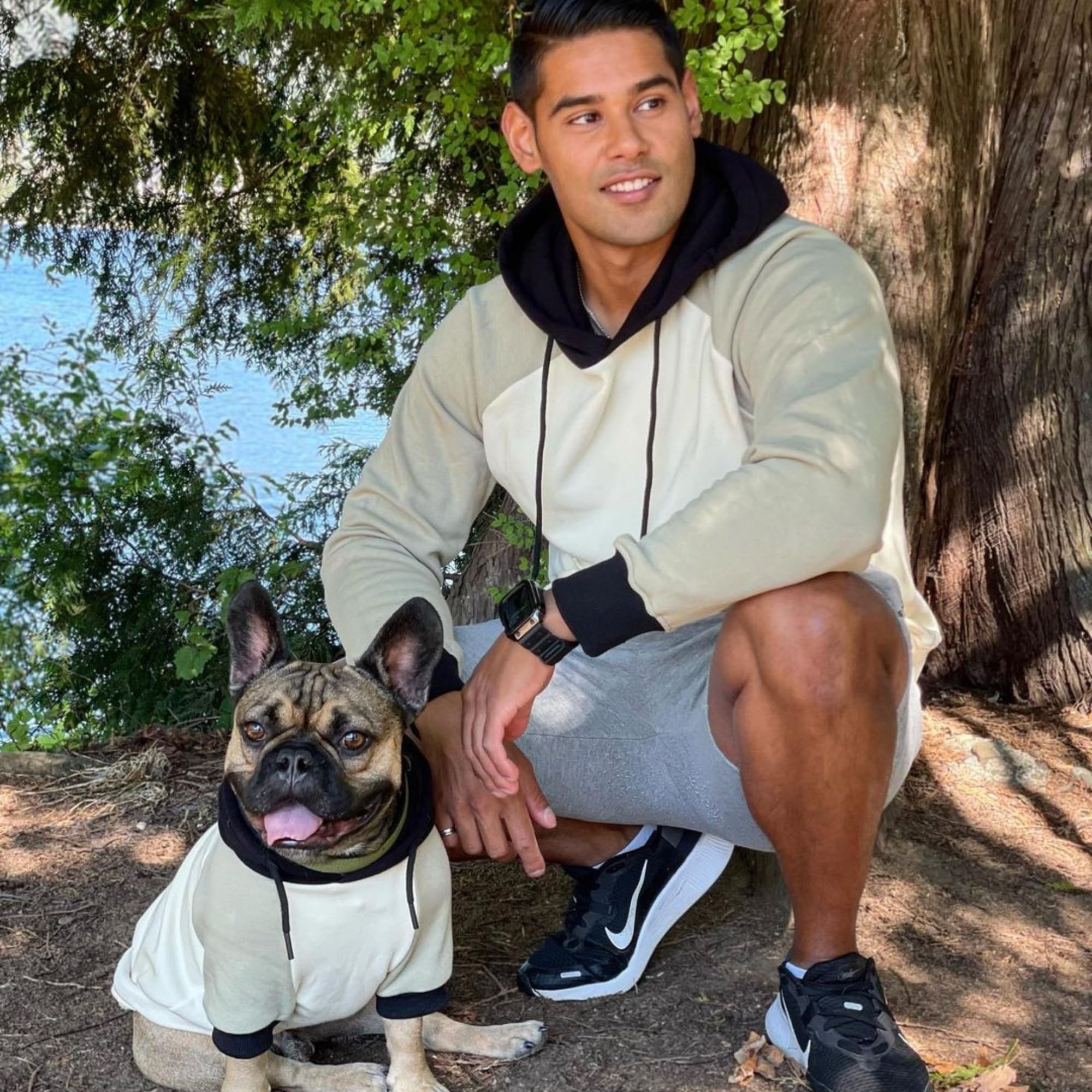 Spark Paws hoodie Olive Cream sleeve detail emphasizes durable ribbed cuffs.