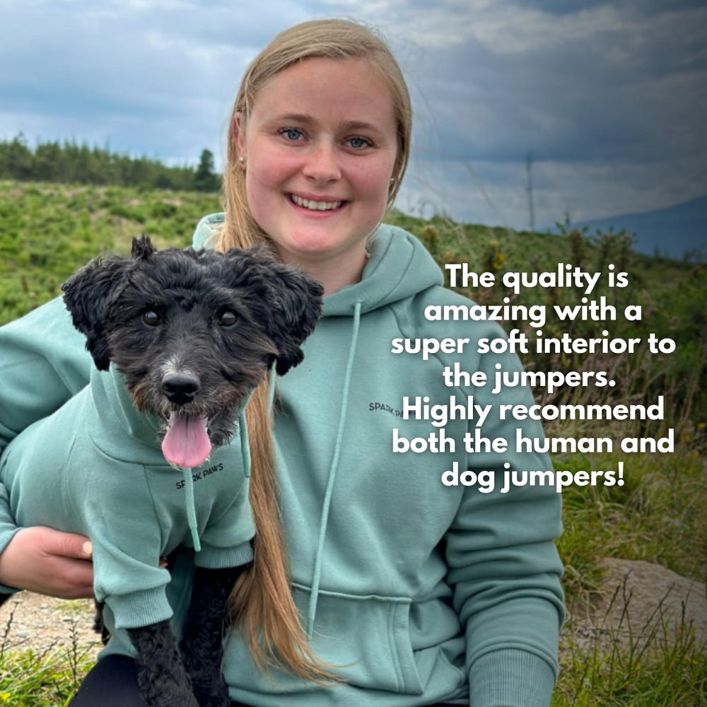 Spark Paws human hoodie ribbed hem and cuffs provide subtle structure and durable wear