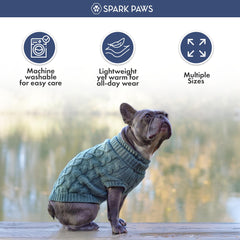 Spark Paws Knit Dog Sweater deep front V-cut for easy potty breaks