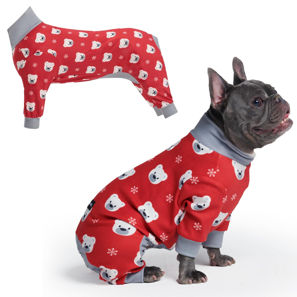 Spark Paws Polar Bear XL pajama front view, ultra-soft fabric for cozy warmth.