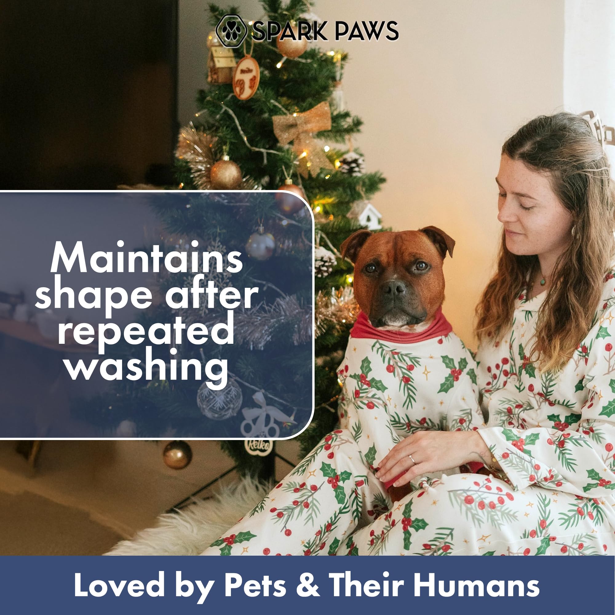 Spark Paws Mistletoe rear deep-V cut for easy potty breaks.
