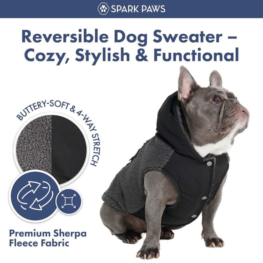 Spark Paws adjustable-fit fleece jacket highlights snug, secure wrap for multiple breeds