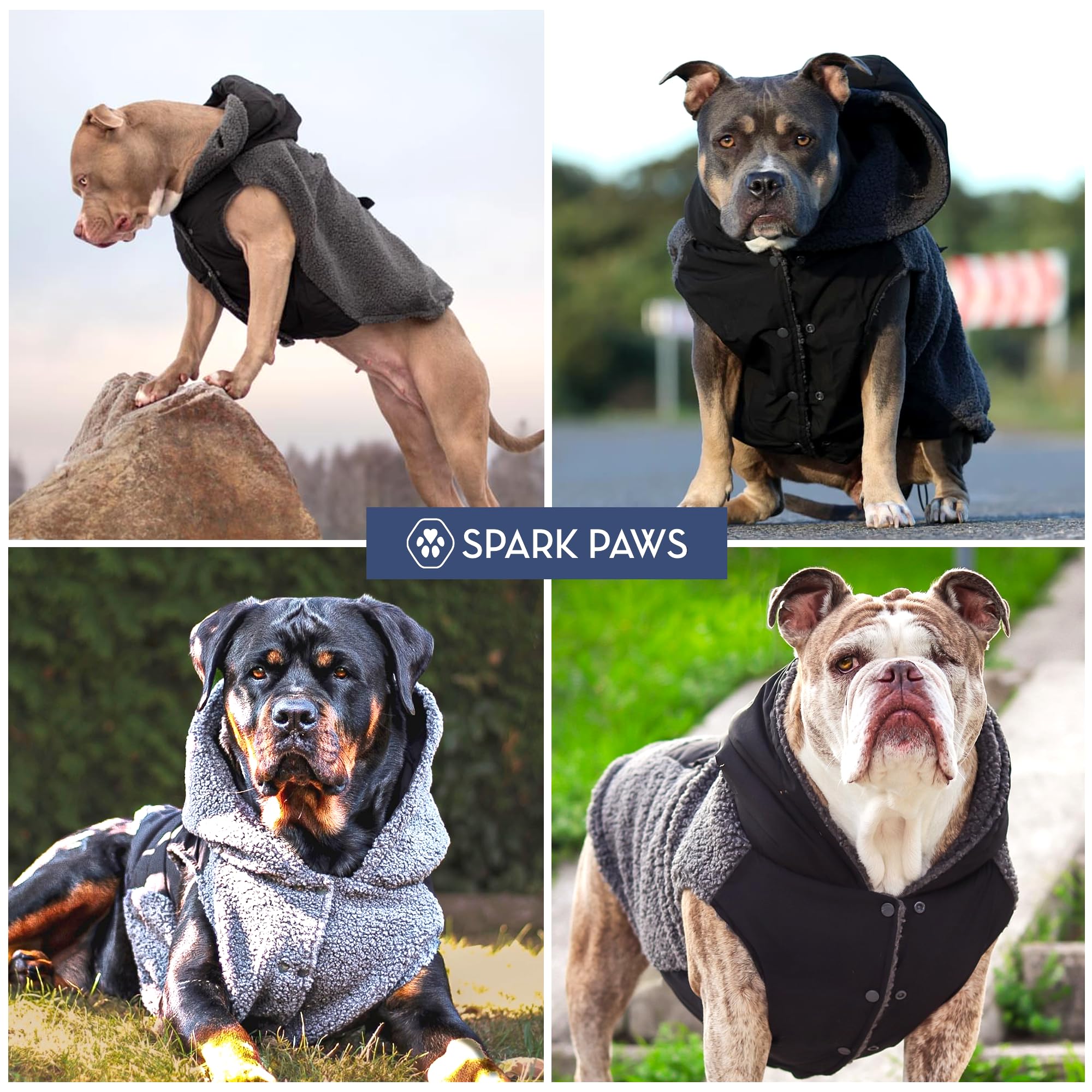 Spark Paws winter-walk shot highlights soft outer and secure hood.