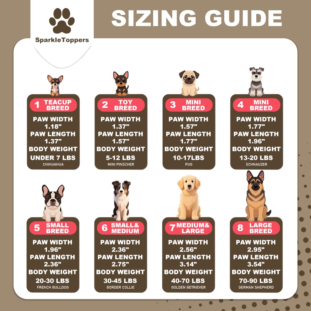 SparkleToppers dog shoes anti-slip soles for stable footing on wet surfaces.