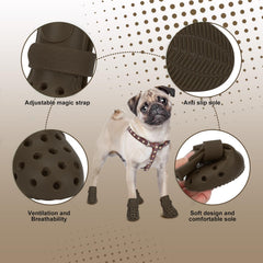 SparkleToppers dog shoes waterproof material keeps paws clean in snow.