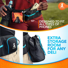 SparklyPets Active Waist Leash bottle holder keeps hydration within reach during runs.