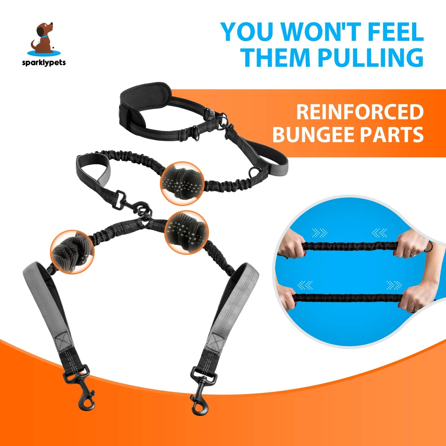 SparklyPets double dog leash reflective stitches for safer evening strolls.