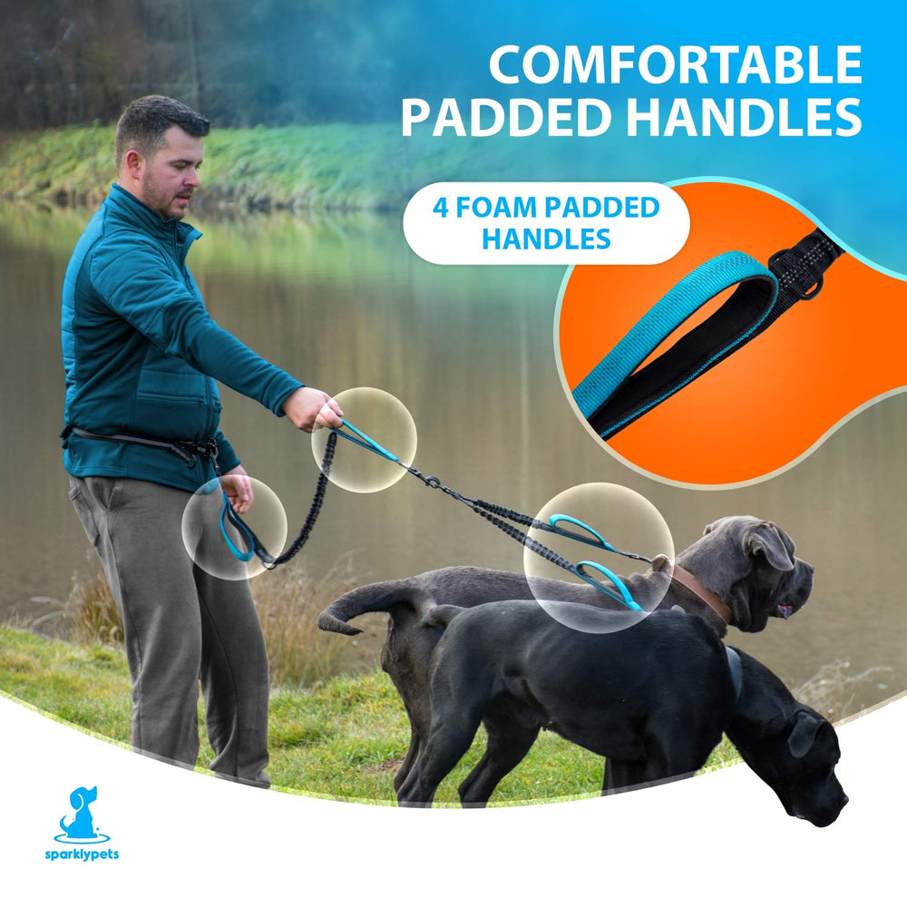 SparklyPets hands-free switchable leash demonstrating easy hands-free to hands-on transition.
