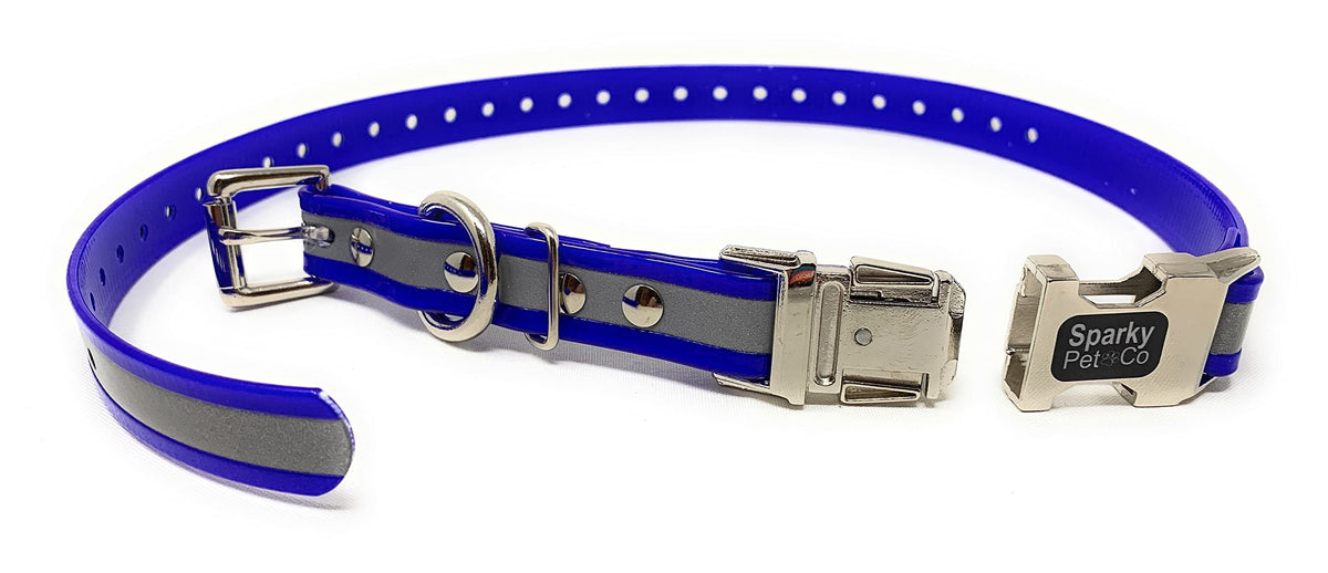 Sparky Pet Co Apollo blue waterproof strap for all-weather use