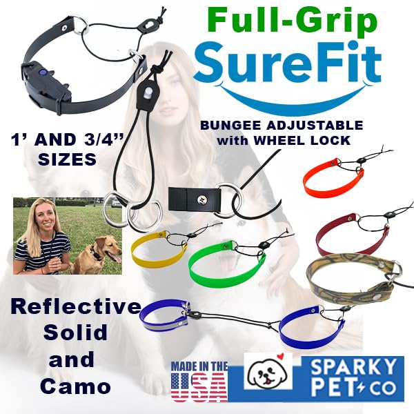 Sparky Pet Co ECollar Strap yellow-camo nexus wheel lock ensures secure receiver contact.