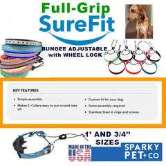 Sparky Pet Co ECollar Strap yellow-camo detail shows flexible bungee for natural movement.