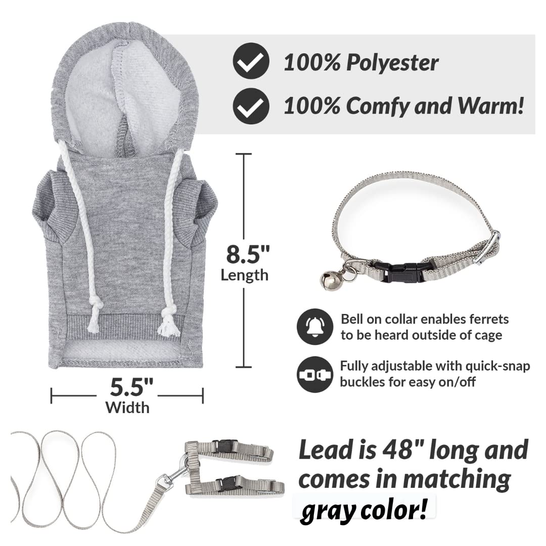 Spartan Atlantic gray ferret harness on a walking pose for secure fit