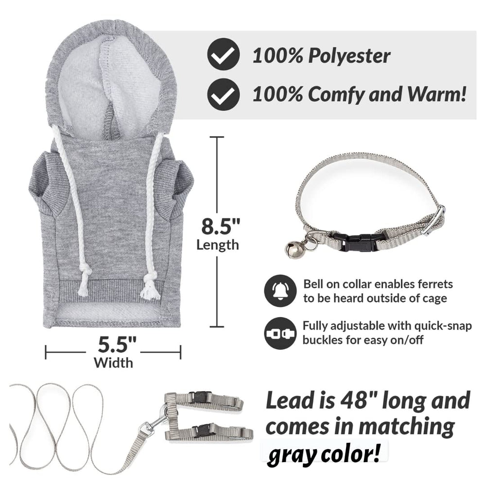 Spartan Atlantic gray ferret harness on a walking pose for secure fit