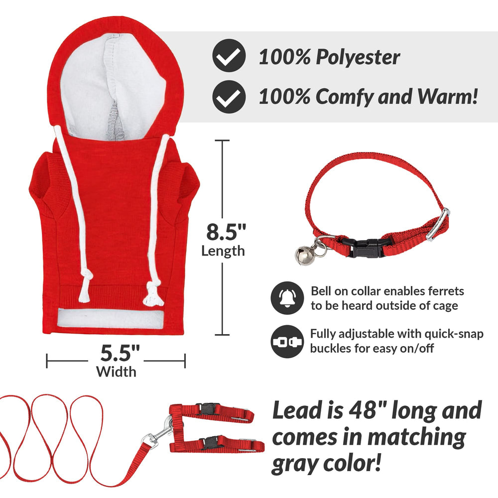 Spartan Atlantic red ferret harness detail designed for escape-proof control during playtime.