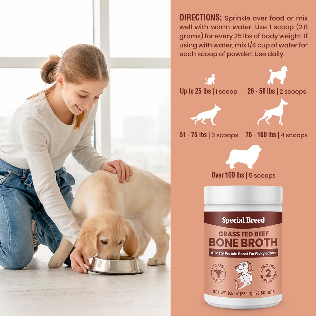 Special Breed Bone Broth Powder is gluten-free and non-GMO for sensitive pets.