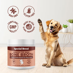 Special Breed bone broth powder ingredients include grass-fed beef broth and sunflower lecithin