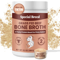 Special Breed Bone Broth Powder packaging shows premium ingredients for flavorful, dog-and-cat meals.