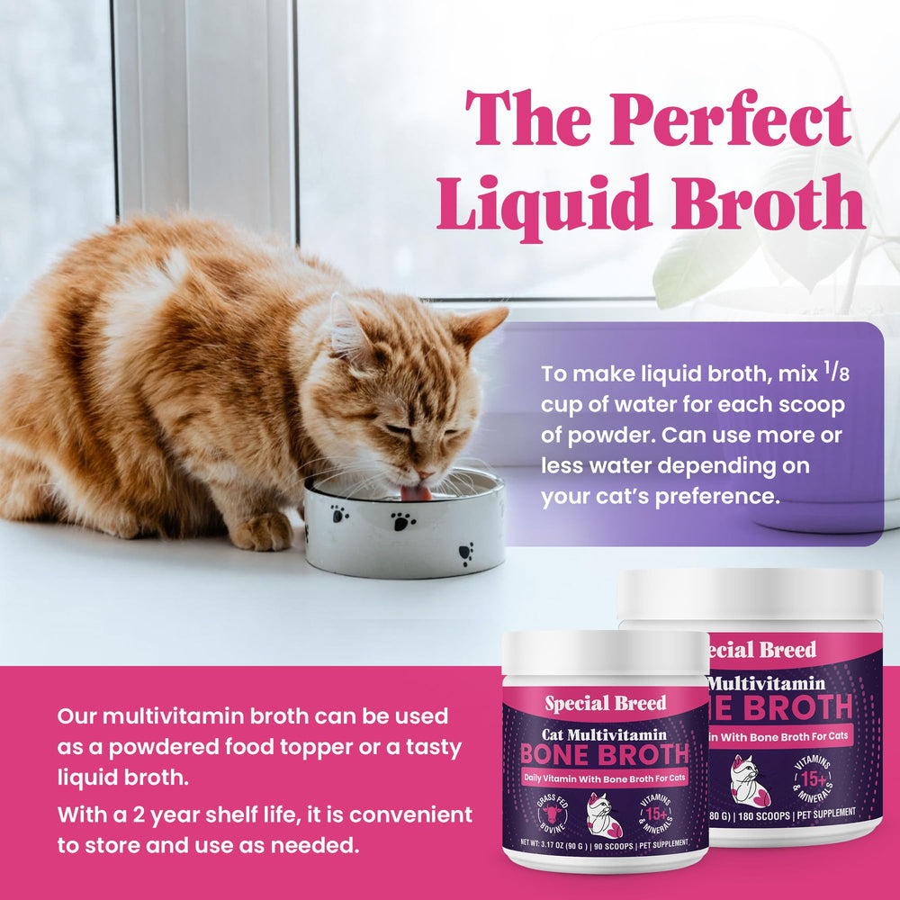 Special Breed cat multivitamin scoop offers easy dosing for balanced daily nutrition.