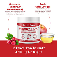 Special Breed cranberry powder scoop showing easy mix into meals