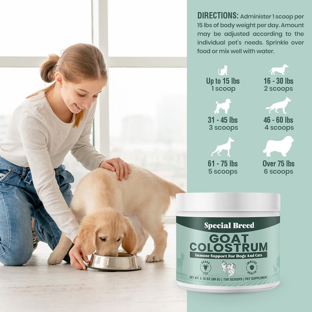 Special Breed Goat Colostrum label emphasizes gluten-free and grass-fed sourcing.