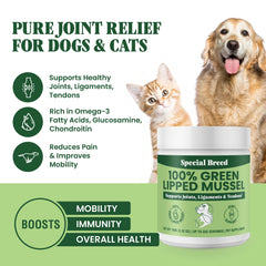 Special Breed mussel powder cat meal pour over supports feline joint wellness.