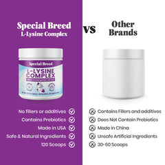 Special Breed L-Lysine with krill and DMG ingredients in bowl