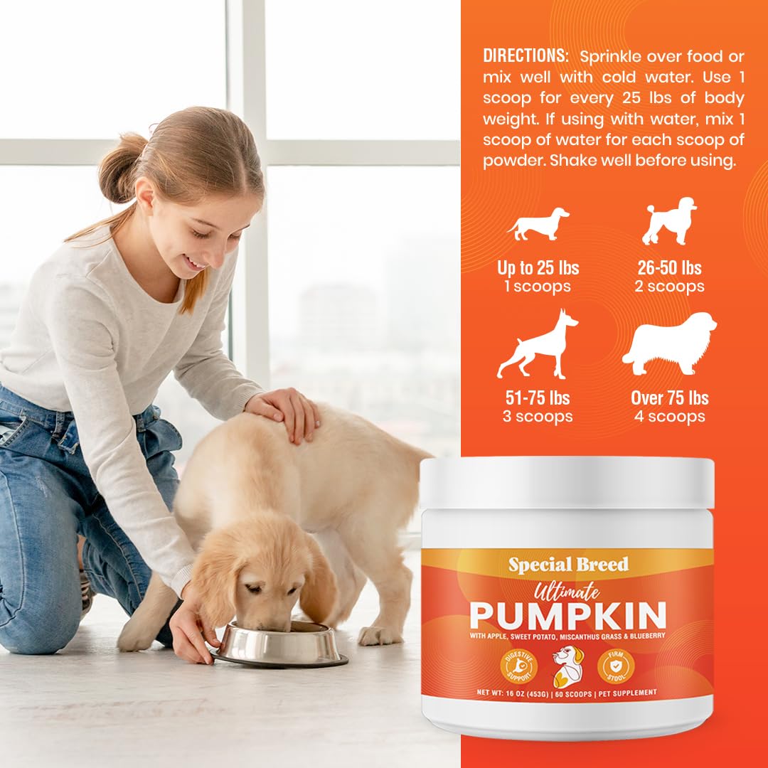 Special Breed Ultimate Pumpkin powder close-up highlights natural fiber texture.