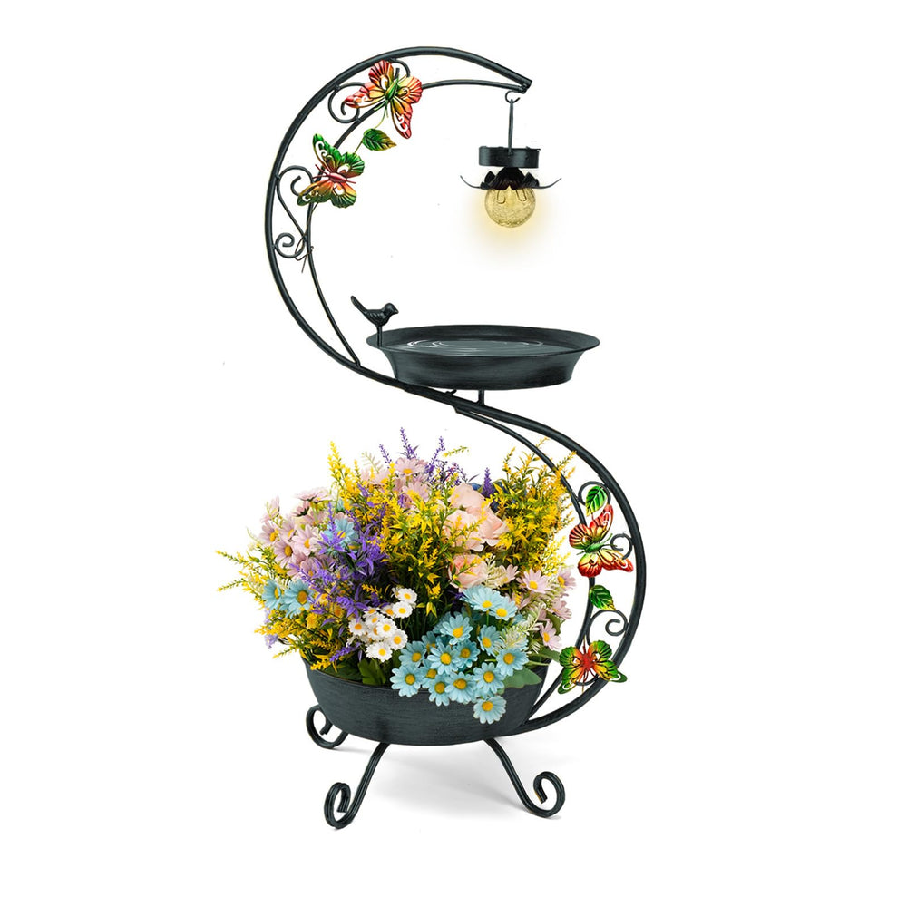 Speed Mate birdbath outdoor solar-lamp enhances dusk bird visits with gentle illumination