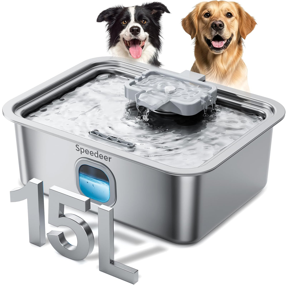 Speedeer 4Gal fountain with wide base for stable, spill-free hydration.