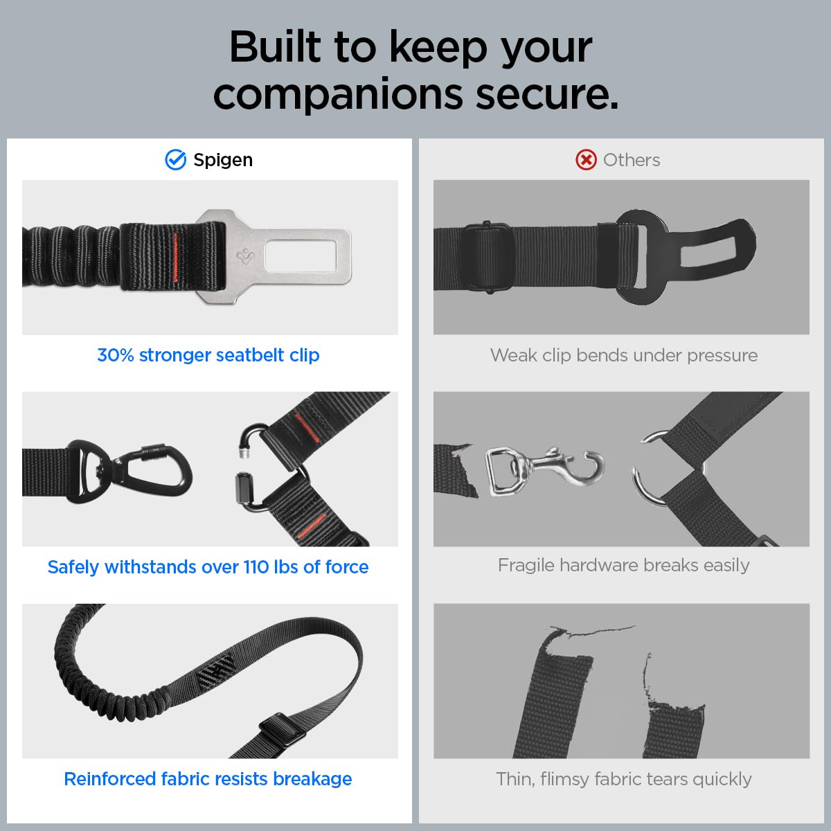 Spigen Universal 2-in-1 retractable seat belt gift-ready packaging for dog owners
