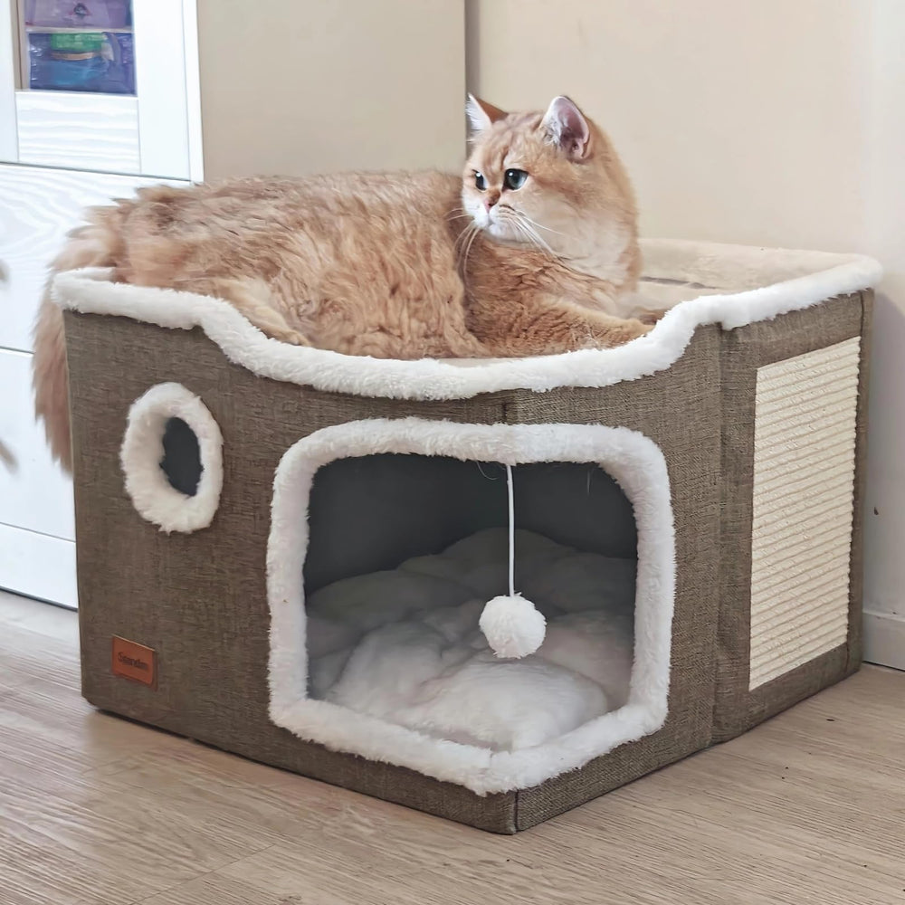 Spindro Large Cat Cave Bed folded view showing compact, portable hideaway for cats