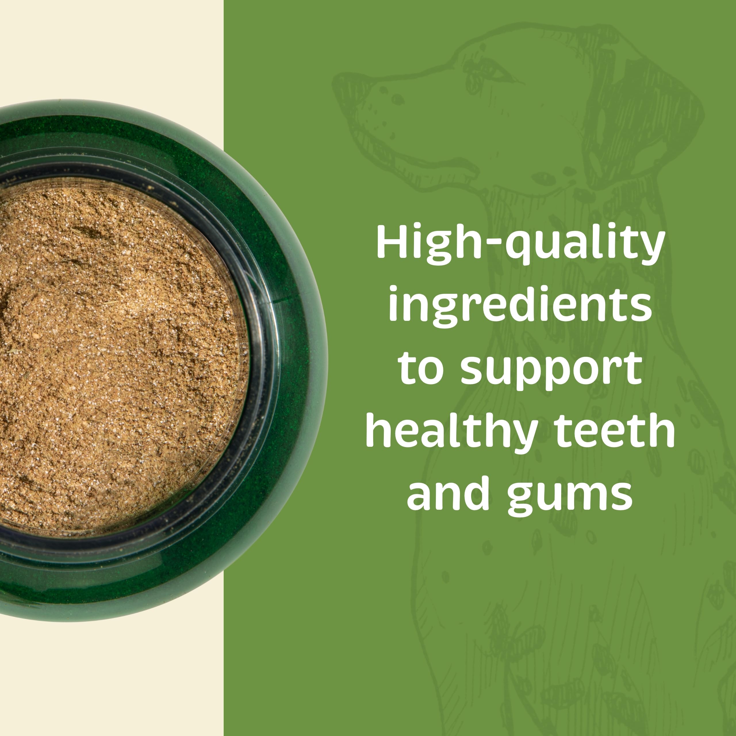 Spirited Paw Dental powder measuring spoon demonstrates simple dosing for pets.