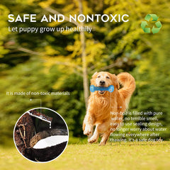 SPOFLY freezable puppy teething toy bone blue, chewy surface supports gum cleanliness and relief.