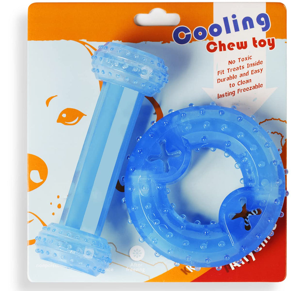 SPOFLY freezable puppy teething toy ring blue, soothing cooling relief for teething puppies.