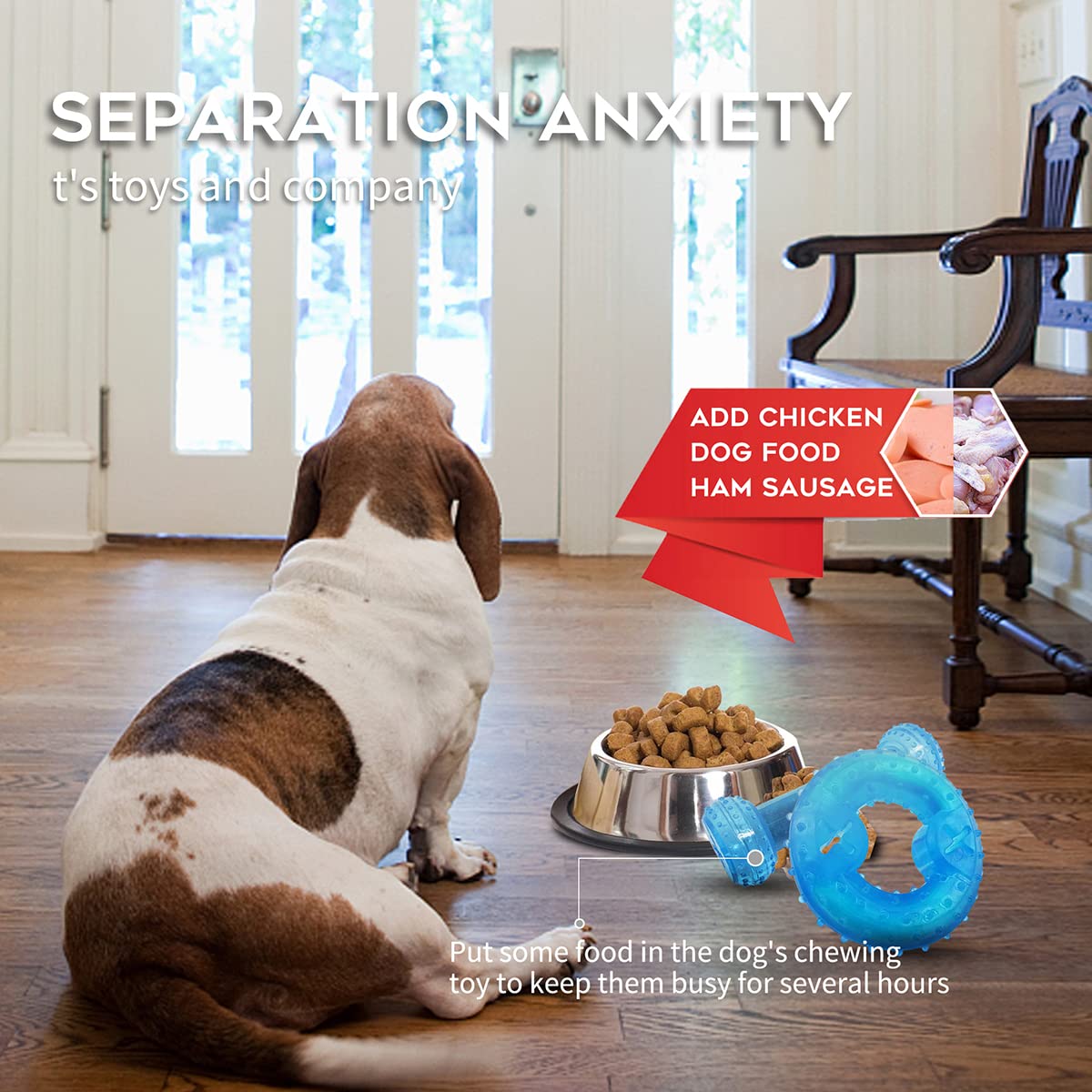 SPOFLY freezable puppy teething toy set blue packaging, two in one cooling solution for early chew stages.