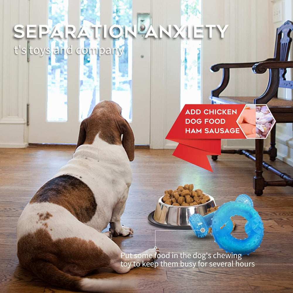 SPOFLY freezable puppy teething toy set blue packaging, two in one cooling solution for early chew stages.