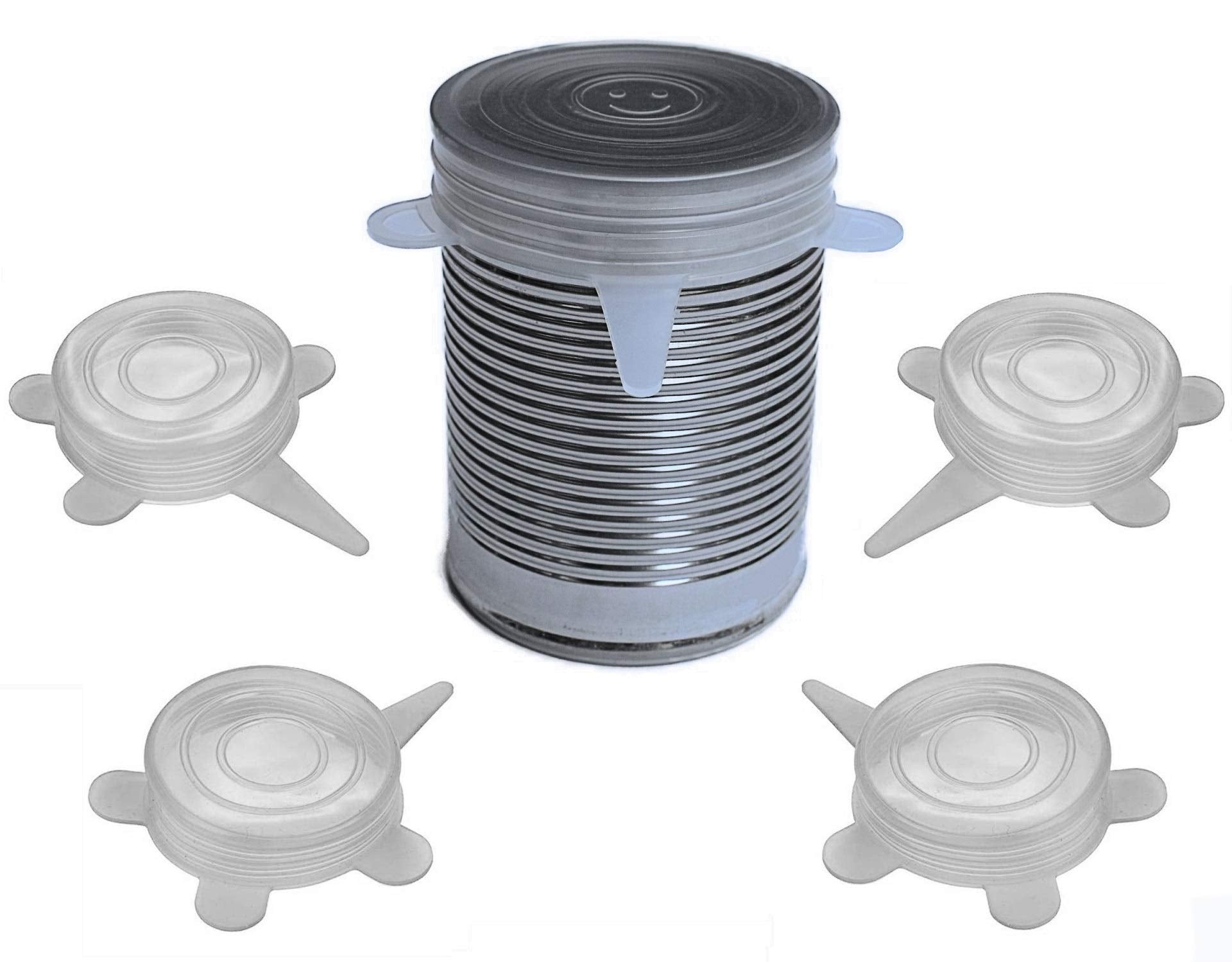 Spoiled Pet can lids pack closeup with stretchable silicone seals for freshness