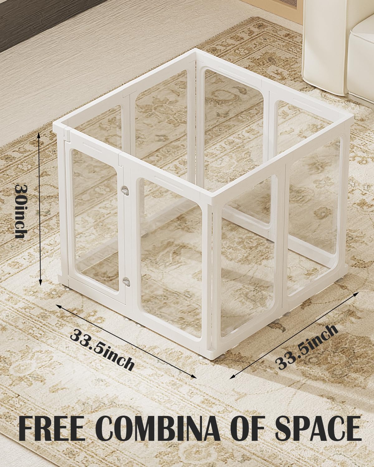SPOODOR adjustable panels tailor size for pets and play space.