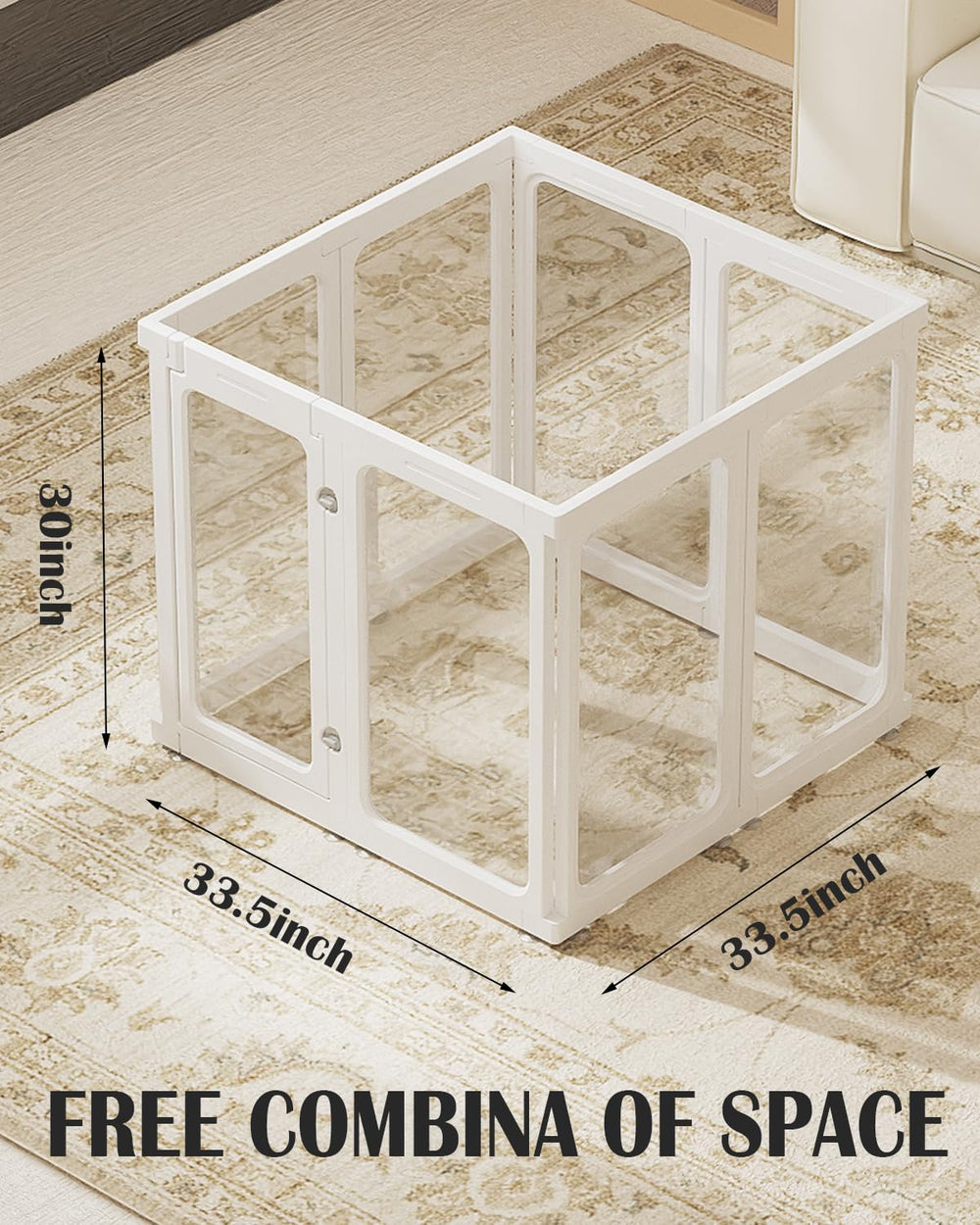 SPOODOR adjustable panels tailor size for pets and play space.