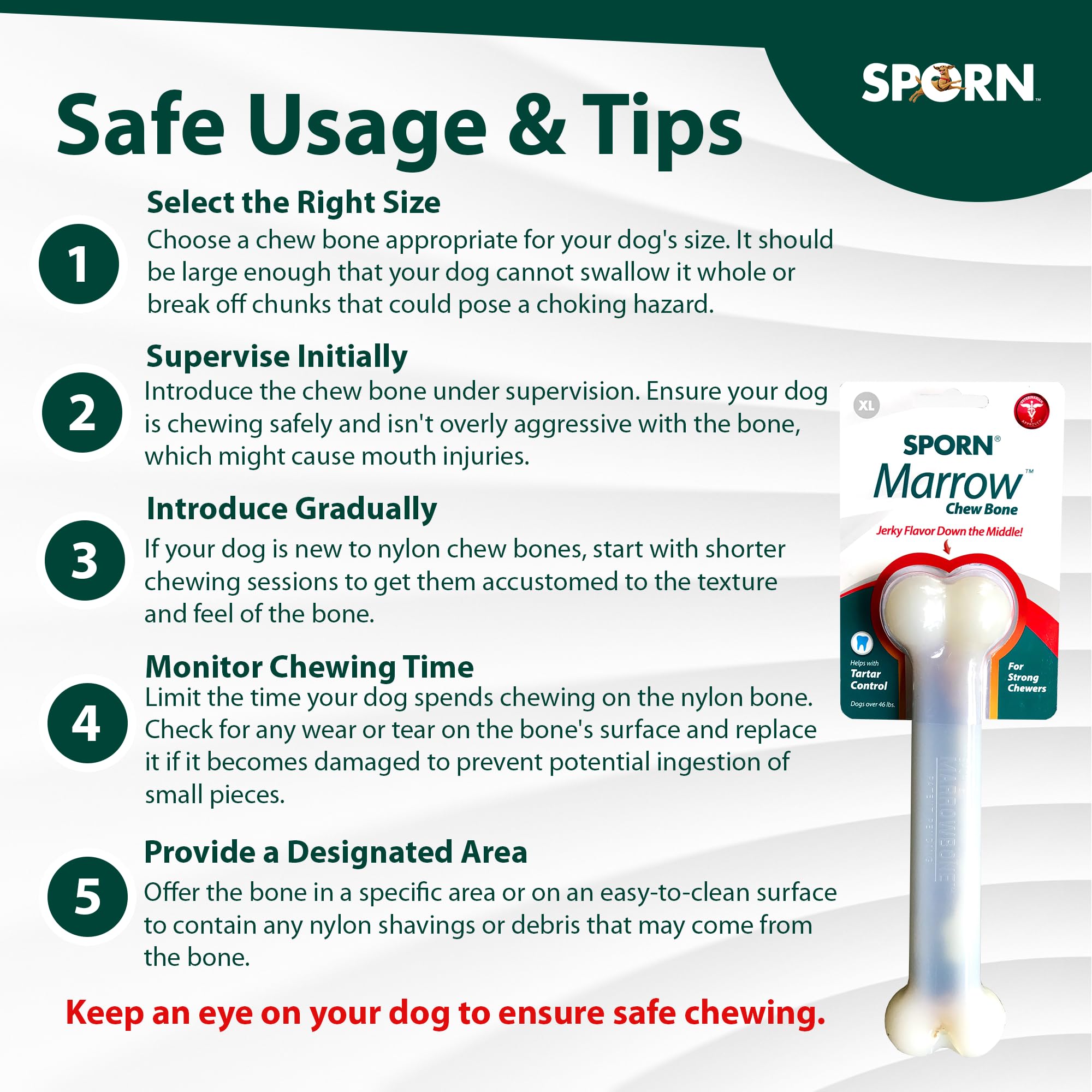 Sporn Durable Marrow Dog Chew Bones gluten-free non-toxic claim supports safer chewing sessions