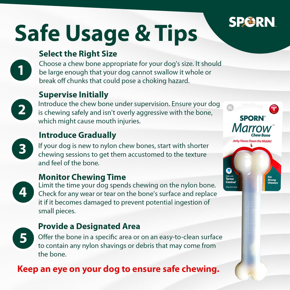Sporn Durable Marrow Dog Chew Bones gluten-free non-toxic claim supports safer chewing sessions