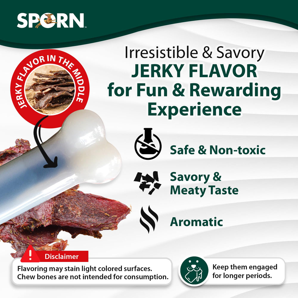 Sporn Durable Marrow Dog Chew Bones jerky flavor inside showcases irresistible palatability for extended chewing