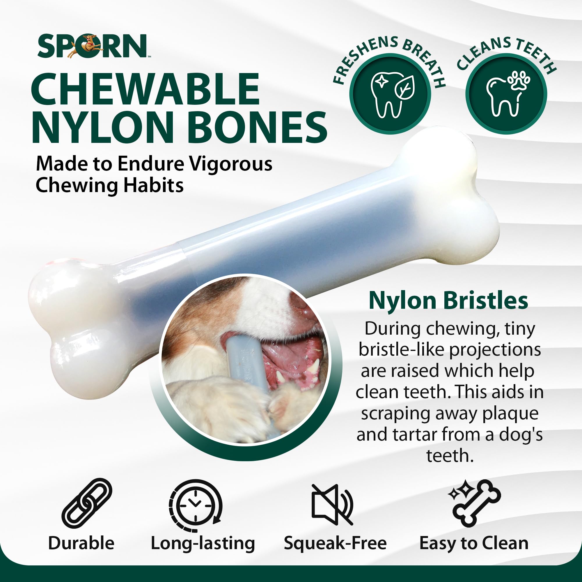Sporn Durable Marrow Dog Chew Bones large-dog use demonstrates extra-large size for 80+ pound canines
