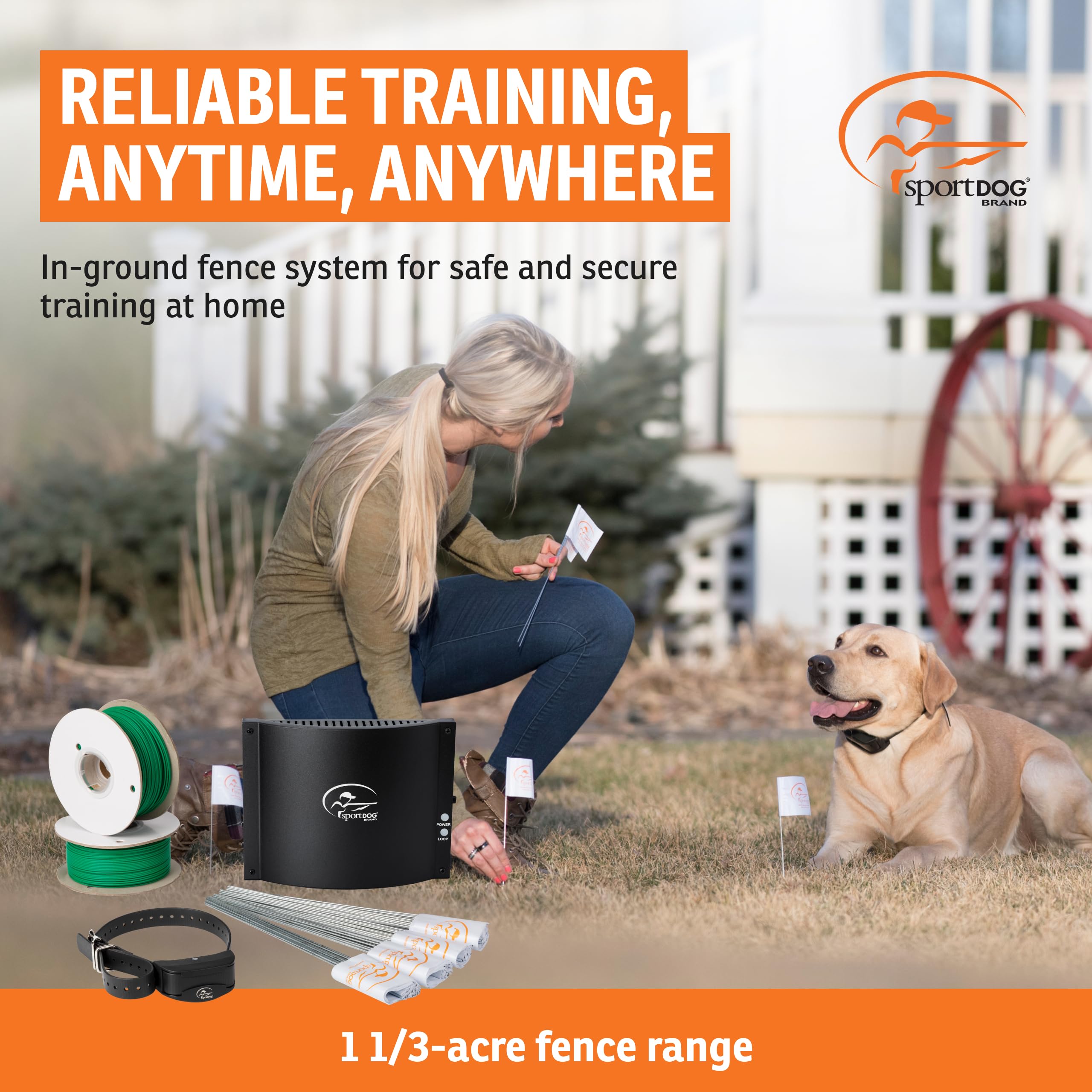 SportDOG fence transmitter unit enables reliable perimeter setup for large yards.