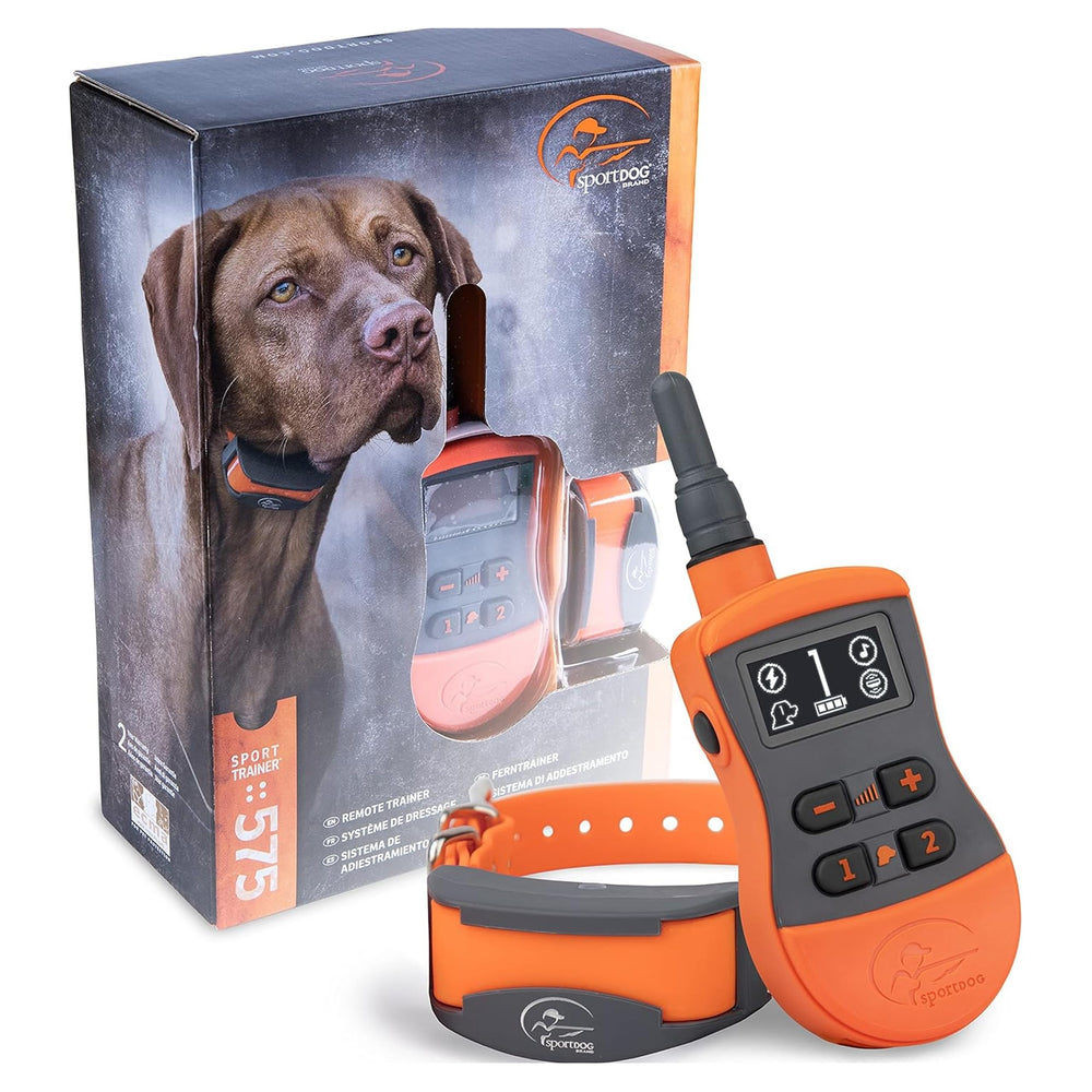 SportDOG SportTrainer orange front view, ergonomic remote trainer for precise field control.