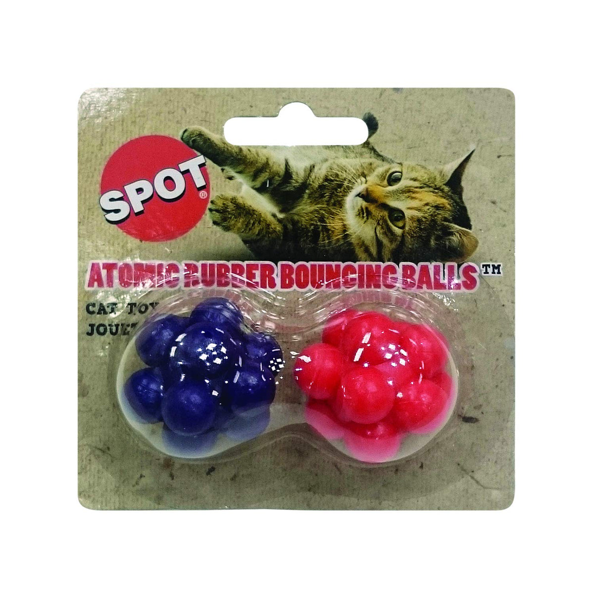 SPOT Atomic rubber bouncing ball 1.5-inch size encourages kitten chase and play.