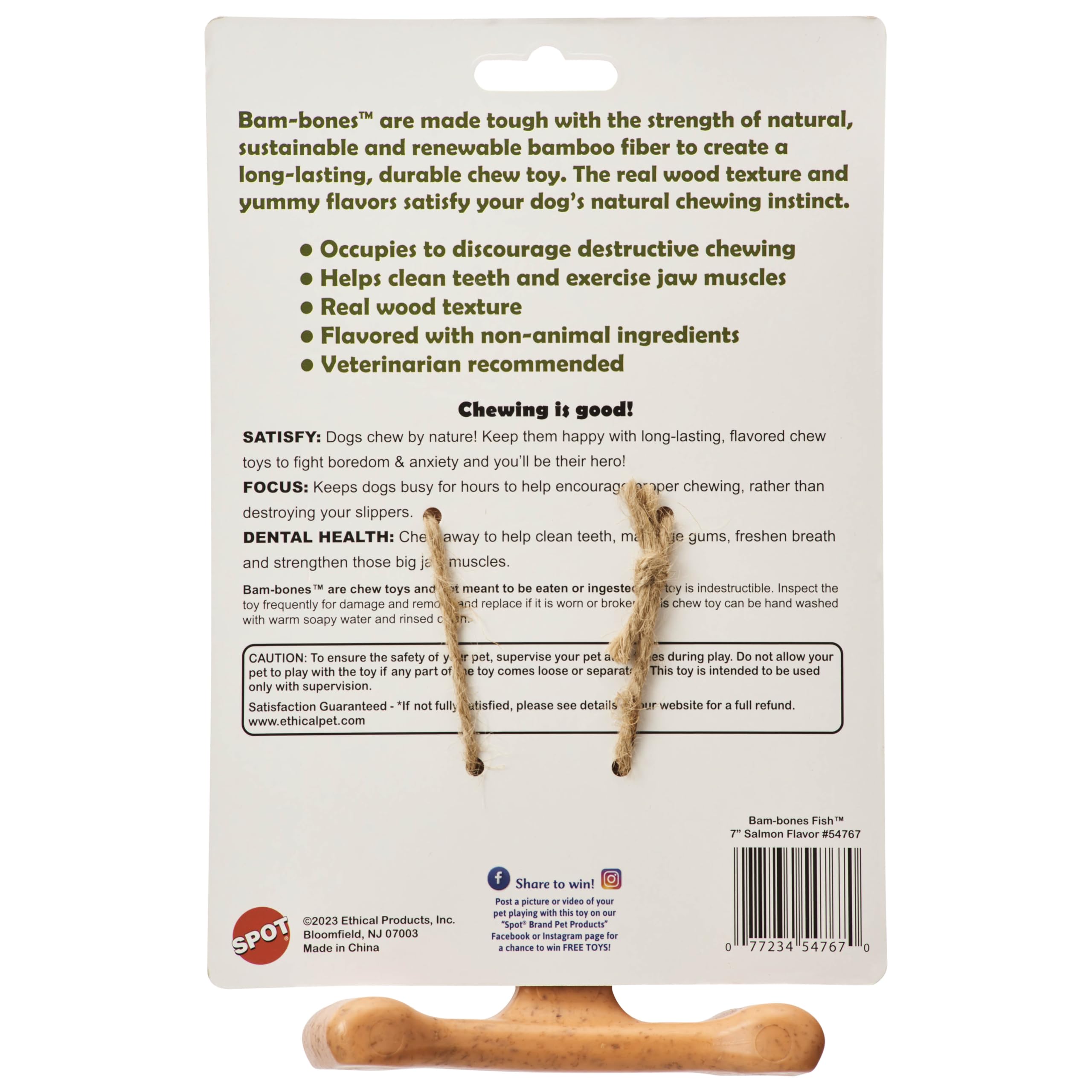 SPOT Bam-Bones durable chew demonstrates satisfying jaw exercise.