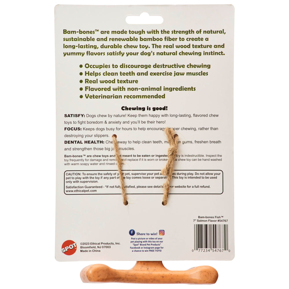 SPOT Bam-Bones durable chew demonstrates satisfying jaw exercise.